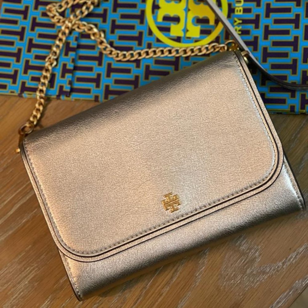 Tory Burch Metalic Silver Crossbody / Clutch